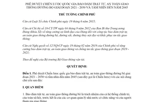 Quyết định 2060/QĐ-TTg 2020 phê duyệt Chiến lược bảo đảm trật tự an toàn giao thông đường bộ