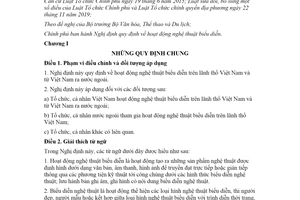 Nghị định 144/2020/NĐ-CP quy định hoạt động nghệ thuật biểu diễn