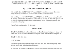 Quyết định 2294/QĐ-BGTVT 2020 danh mục thời gian sử dụng và tỷ lệ hao mòn tài sản cố định vô hình
