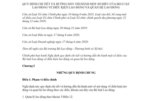 Nghị định 145/2020/NĐ-CP hướng dẫn Bộ luật Lao động về điều kiện lao động quan hệ lao động