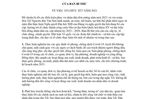 Chỉ thị 48-CT/TW 2020 tổ chức Tết năm 2021