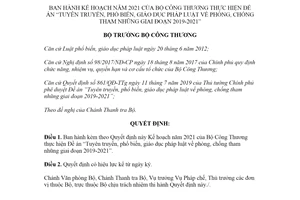 Quyết định 3238/QĐ-BCT 2020 phổ biến giáo dục pháp luật về phòng chống tham nhũng