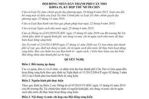 Nghị quyết 12/2020/NQ-HĐND nội dung chi từ ngân sách để thực hiện hoạt động sáng kiến Cần Thơ