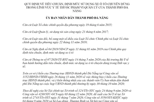 Quyết định 41/2020/QĐ-UBND định mức sử dụng xe ô tô chuyên dùng lĩnh vực y tế Đà Nẵng