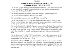 Nghị quyết 10/2020/NQ-HĐND tiêu chí và định mức phân bổ vốn đầu tư công nguồn ngân sách Cần Thơ