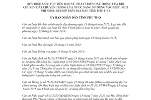 Quyết định 24/2020/QĐ-UBND mức thu tiền phát triển đất trồng lúa khi chuyển mục đích Phú Thọ