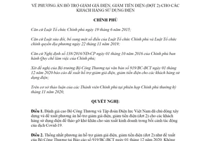 Nghị quyết 180/NQ-CP 2020 phương án hỗ trợ giảm giá điện tiền điện đợt 2 cho khách hàng