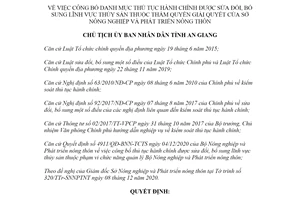 Quyết định 2907/QĐ-UBND 2020 danh mục thủ tục hành chính lĩnh vực thủy sản An Giang