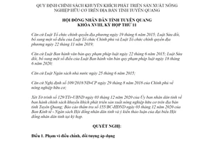 Nghị quyết 06/2020/NQ-HĐND khuyến khích phát triển sản xuất nông nghiệp hữu cơ tỉnh Tuyên Quang