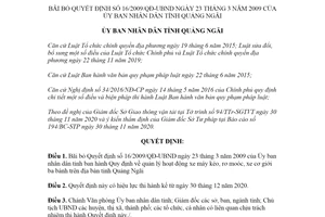Quyết định 36/2020/QĐ-UBND bãi bỏ Quyết định 16/2009/QĐ-UBND hoạt động xe máy kéo Quảng Ngãi