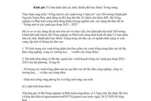 Công văn 8706/BNN-TCLN 2020 cung cấp thông tin về tiềm năng và kế hoạch trồng cây xanh