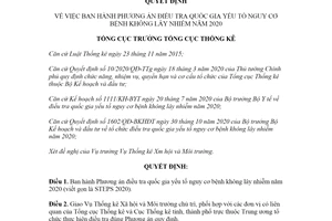 Quyết định 1763/QĐ-TCKT 2020 Phương án điều tra quốc gia yếu tố nguy cơ bệnh không lây nhiễm