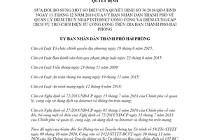 Quyết định 37/2020/QĐ-UBND sửa đổi Quyết định 36/2018/QĐ-UBND Hải Phòng