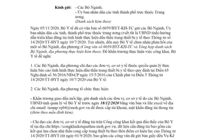 Công văn 7066/BYT-KH-TC 2020 đăng tải đấu thầu trang thiết bị y tế theo Thông tư 14/2020/TT-BYT