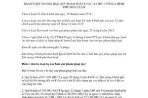 Quyết định 36/2020/QĐ-TTg bãi bỏ văn bản quy phạm pháp luật