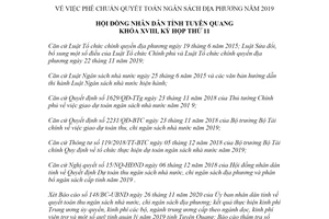 Nghị quyết 71/NQ-HĐND 2020 phê chuẩn quyết toán ngân sách địa phương tỉnh Tuyên Quang năm 2019