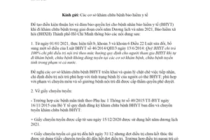 Công văn 662/BHXH-GĐ1 2020 khám chữa bệnh bảo hiểm y tế đầu năm 2021 Hồ Chí Minh