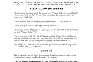 Quyết định 81/2020/QĐ-UBND phân cấp nguồn thu nhiệm vụ chi ngân sách nhà nước giữa các cấp Bình Định