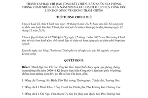 Quyết định 2151/QĐ-TTg 2020 thành lập Ban Chỉ đạo tổng kết phòng chống tham nhũng