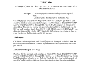Thông báo 4354/TB-SGTVT 2020 hoạt động vận tải hành khách trung chuyển thành phố Hà Nội