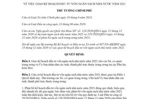 Quyết định 2185/QĐ-TTg 2020 giao kế hoạch đầu tư vốn ngân sách nhà nước năm 2021