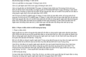 Nghị quyết 23/2020/NQ-HĐND định mức phân bổ vốn đầu tư công nguồn ngân sách Vũng Tàu