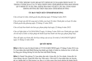 Quyết định 30/2020/QĐ-UBND bãi bỏ 35/2014/QĐ-UBND kiểm tra hạ tầng giao thông Bình Dương