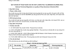 Quy chuẩn kỹ thuật quốc gia QCVN 06:2020/BCT về Chất lượng Poly Aluminium Chlori