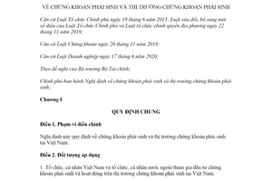 Nghị định 158/2020/NĐ-CP chứng khoán phái sinh và thị trường chứng khoán phái sinh