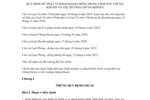 Nghị định 156/2020/NĐ-CP quy định xử phạt vi phạm hành chính trong lĩnh vực chứng khoán