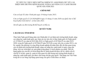 Nghị quyết 02/NQ-CP 2021 cải thiện môi trường kinh doanh nâng cao năng lực cạnh tranh quốc gia