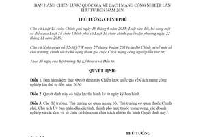 Quyết định 2289/QĐ-TTg 2020 Chiến lược quốc gia về Cách mạng công nghiệp lần thứ tư đến năm 2030