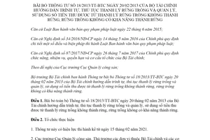 Thông tư 110/2020/TT-BTC bãi bỏ Thông tư 18/2013/TT-BTC trình tự thủ tục thanh lý rừng trồng