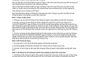 Thông tư 16/2020/TT-BNNPTNT hệ thống chỉ tiêu thống kê ngành nông nghiệp và phát triển nông thôn