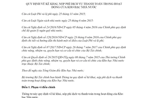 Thông tư 115/2020/TT-BTC quy định kê khai nộp phí dịch vụ thanh toán trong hoạt động của Kho bạc Nhà nước