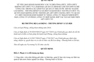 Quyết định 1615/QĐ-LĐTBXH 2020 vị trí công viên chức không giữ chức vụ lãnh đạo chuyển đổi công tác