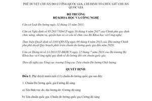 Quyết định 3871/QĐ-BKHCN 2020 phê duyệt chuẩn đo lường quốc gia chỉ định tổ chức giữ chuẩn quốc gia