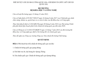 Quyết định 3870/QĐ-BKHCN 2020 phê duyệt chuẩn đo lường quốc gia chỉ định tổ chức giữ chuẩn quốc gia