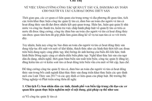Chỉ thị 49/CT-BNN-TCTS 2021 quản lý tàu cá đảm bảo an toàn cho người tàu cá hoạt động thủy sản