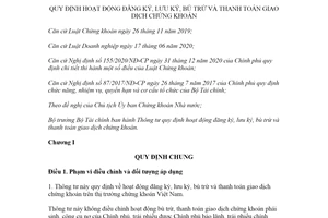 Thông tư 119/2020/TT-BTC hoạt động đăng ký lưu ký bù trừ và thanh toán giao dịch chứng khoán