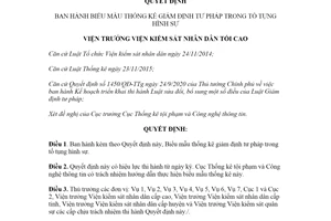 Quyết định 17/QĐ-VKSTC 2021 Biểu mẫu thống kê giám định tư pháp trong tố tụng hình sự