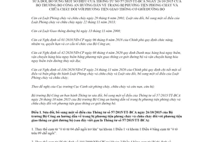 Thông tư 148/2020/TT-BCA sửa đổi 57/2015/TT-BCA trang bị phòng cháy đối với phương tiện giao thông