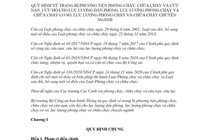 Thông tư 150/2020/TT-BCA trang bị phương tiện phòng cháy chữa cháy cho lực lượng dân phòng