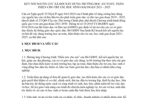 Kế hoạch 29/KH-BGDĐT 2021 kết nối nguồn lực xã hội xây dựng trường học an toàn thân thiện cho trẻ em