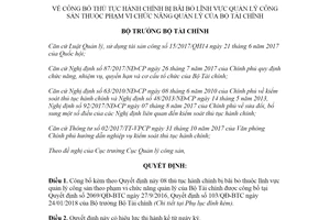 Quyết định 25/QĐ-BTC 2021 thủ tục hành chính lĩnh vực Quản lý công sản thuộc Bộ Tài chính