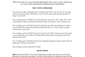 Quyết định 38/QĐ-TTg 2021 phê duyệt Đề án Cải cách mô hình kiểm tra chất lượng hàng hóa nhập khẩu