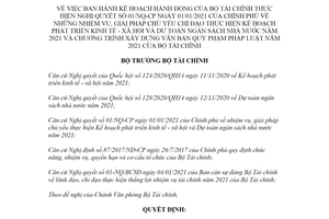 Quyết định 01/QĐ-BTC 2021 Kế hoạch thực hiện Nghị quyết 01/NQ-CP phát triển kinh tế xã hội