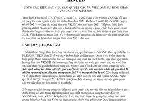 Hướng dẫn 07/HD-VKSTC 2021 công tác kiểm sát việc giải quyết vụ việc dân sự hôn nhân và gia đình