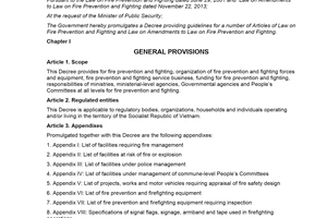 Decree 136/2020/ND-CP providing guidelines for a number of Articles of Law on Fire Prevention and Fighting
