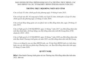 Nghị quyết 01/NQ-HĐND 2021 Chương trình giám sát của Thường trực Hội đồng nhân dân Hà Giang